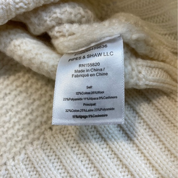 Veronica Beard Brogan Spread Collar Knit Sweater in Ivory Wool Alpaca Cashmere - Picture 12 of 13